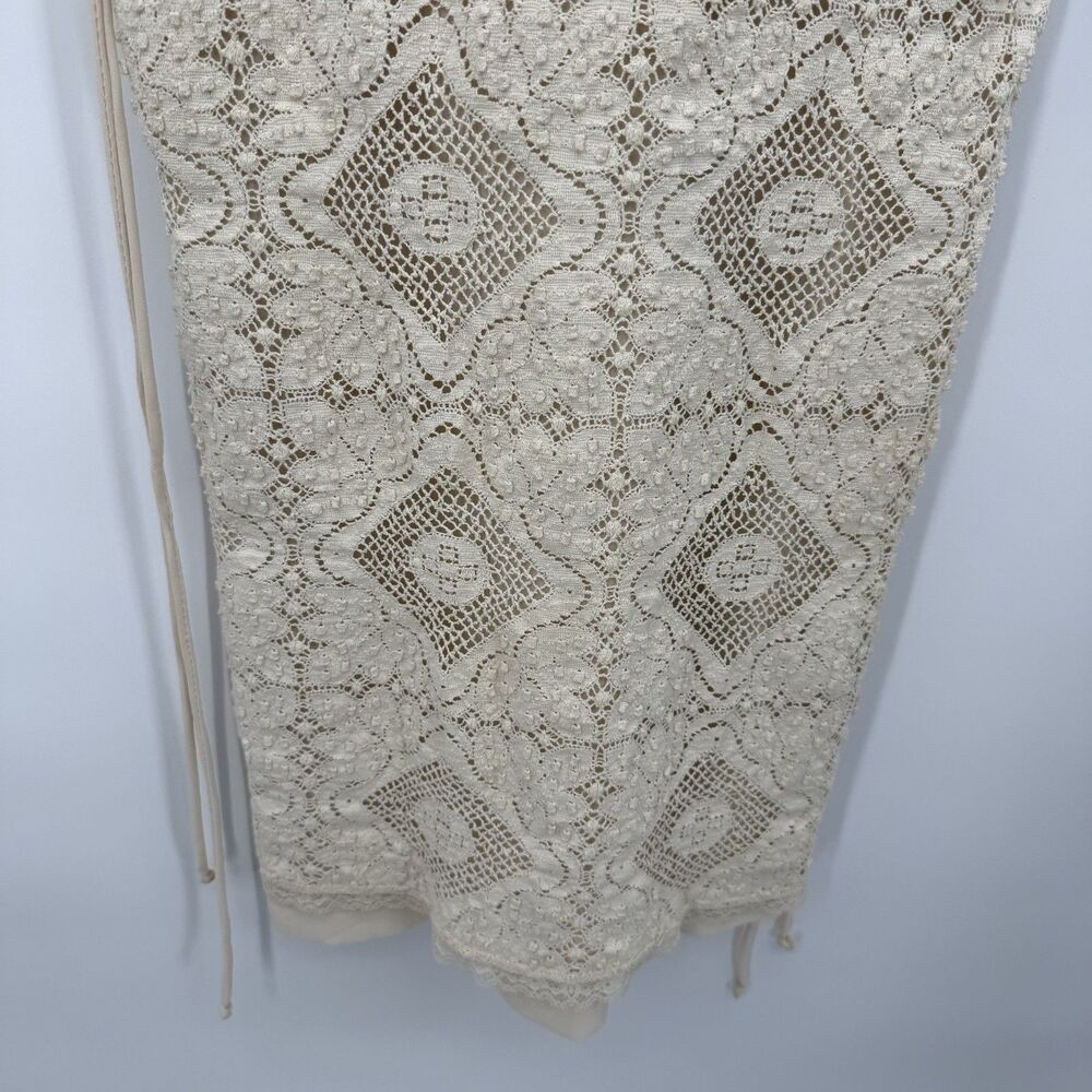 Jayna Vintage Cream Dress Lace Cutout Midi Boho Size XS Bridal - Picture 6 of 13
